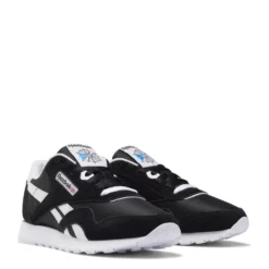 Reebok Women's Classic Nylon In Black/White -Potomac River Running SHOP fv4506 5 footwear photography front lateral top view white 1100x
