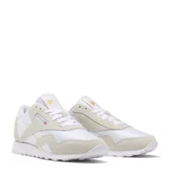 Reebok Women's Classic Nylon In White/Light Grey -Potomac River Running SHOP fv4507 5 footwear photography front lateral top view white 1100x