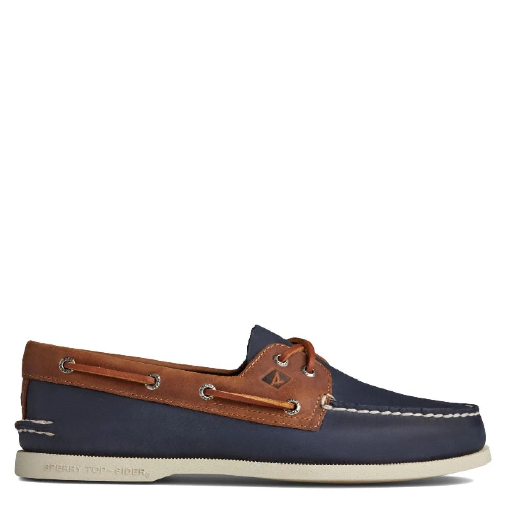 Sperry Men's Authentic Original 2-Eye Wild Horse Boat Shoe In Navy/Sonora 3 Sperry Men's Authentic Original 2-Eye Wild Horse Boat Shoe In Navy/Sonora